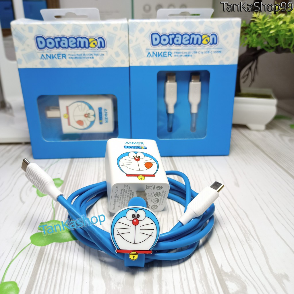 Combo Sạc Nhanh Anker x Doraemon 65W Usb-C A2718 + A8856, Sạc Nhanh Cho Điện Thoại, Macbook, Laptop, Samsung