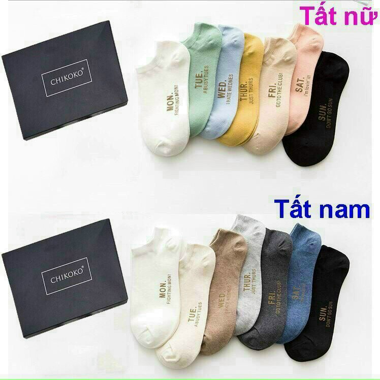 Set 7 Đôi Tất Tuần Nam Nữ 7 Ngày Kháng Khuẩn