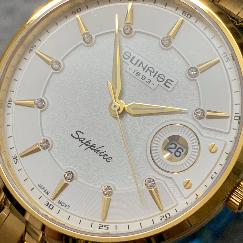 Đồng hồ Sunrise Nam chính hãng M1222G.T - kính saphire chống trầy - bảo hành 1 năm đ