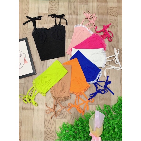 [Mã FAMARAL2 giảm 10K đơn 50K] Áo dây viền ren cột nơ | BigBuy360 - bigbuy360.vn