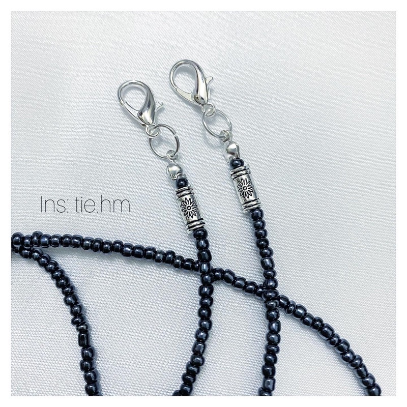 Dây đeo khẩu trang phong cách Hàn Quốc cho nam đen xám chì bóng Mask Straps