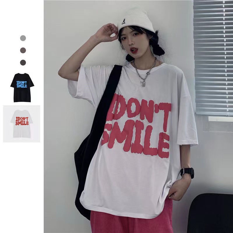 Áo thun COZOK ngắn tay dáng rộng in chữ cá tính trẻ trung