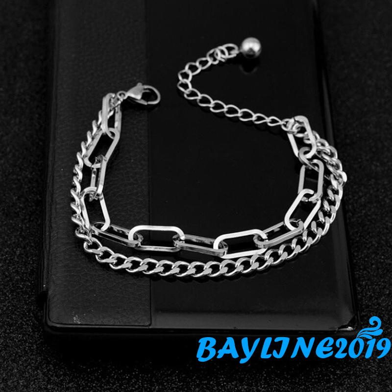 Vòng Tay Dây Xích Đôi Bằng Kim Loại Tùy Chỉnh Phong Cách Hip hop Thời Trang Cho Nam Và Nữ