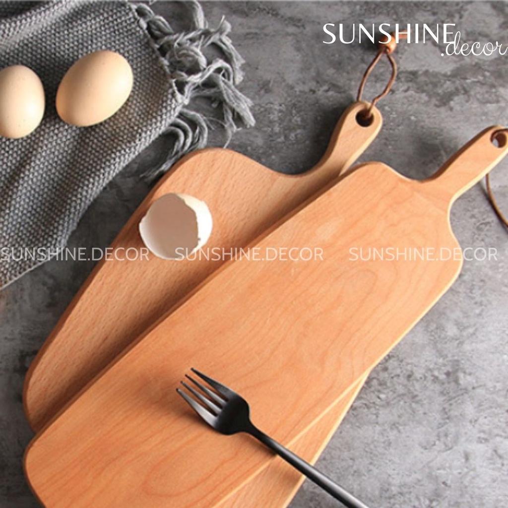 Thớt gỗ khay gỗ có tay cầm đựng đồ ăn phụ kiện chụp ảnh decor trang trí bàn ăn