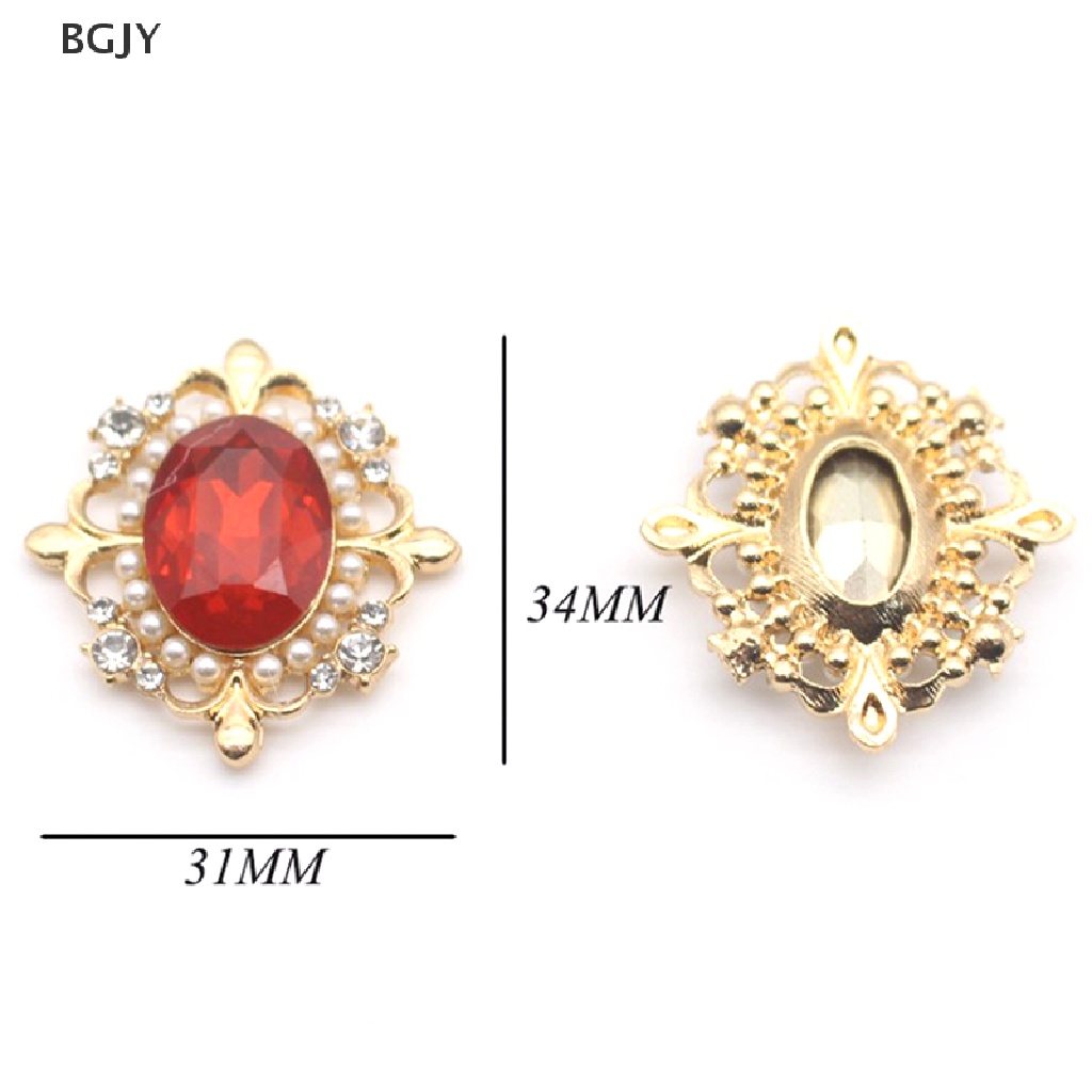 1 Nút Hợp Kim Acrylic 30 * 34MM Đính Đá Ngọc Trai Nhân Tạo Phong Cách Mới