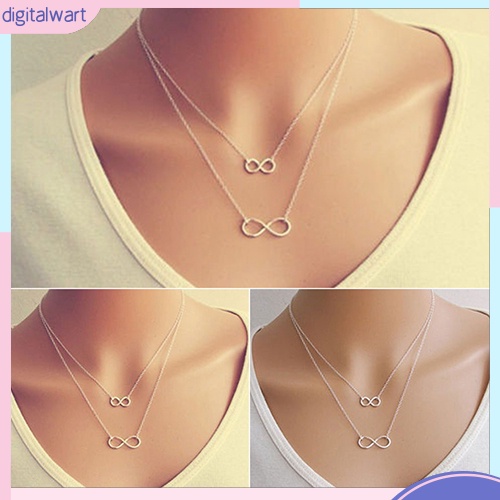 Vòng cổ choker 2 tầng mặt hình vô cực nhỏ xinh xắn dễ thương độc đáo dành cho nữ