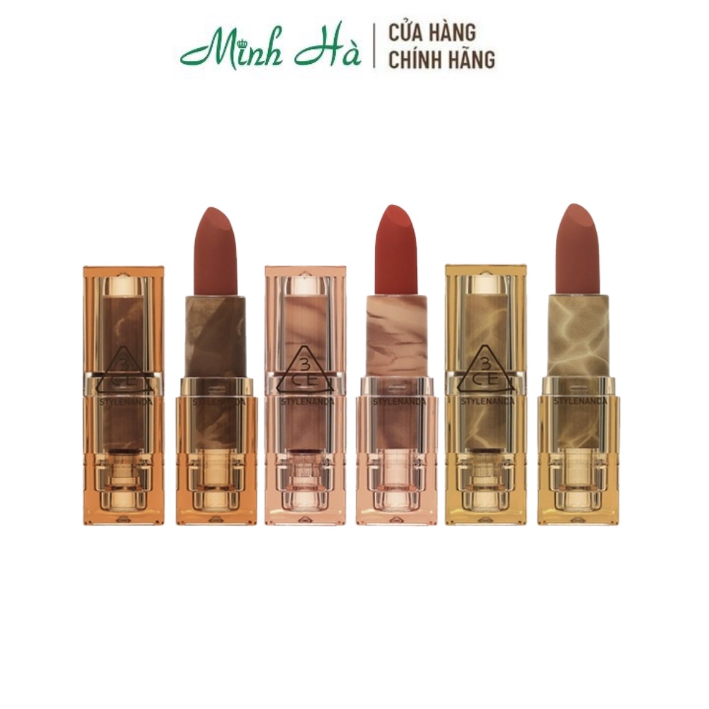 Son 3CE Soft Matte Lipstick  - Version Deep Under More Deep 3.5g lên màu chuẩn chỉ với một lần chạm