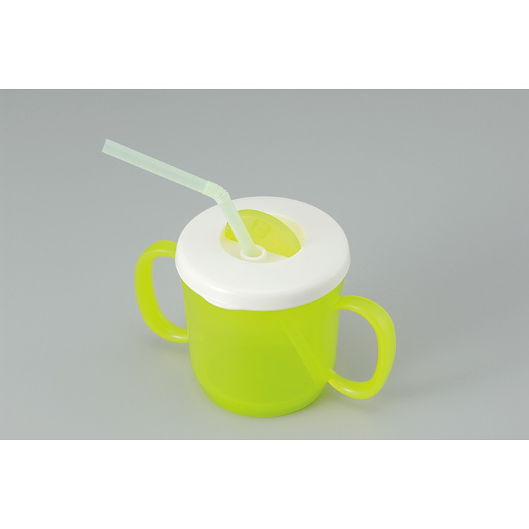 Cốc tập uống babymug cắm ống hút có tay cầm xanh lá