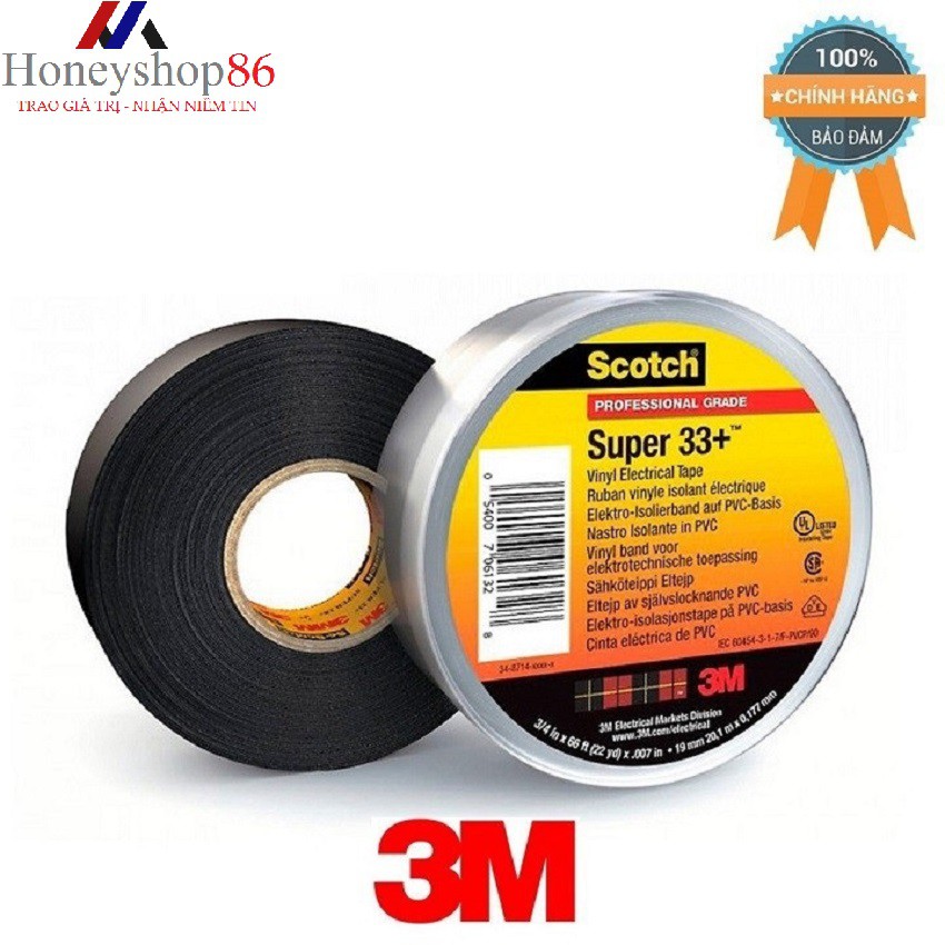 Băng Keo Điện 3M Super 33+ 19mm x 20.1 m Đen HONEYSHOP86