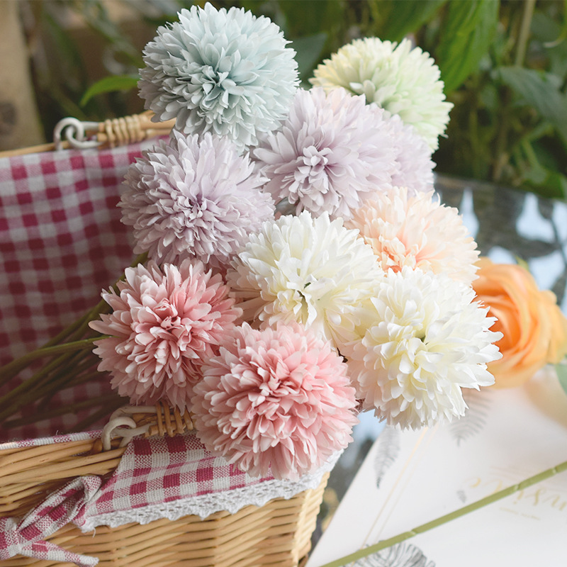 1 Head Artificial Pink Dandelion Flower Ball, Home Fake Flower Wall, Wedding Decoration, Celebration Flower,