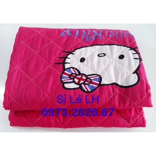 Chăn Drap Gối Kitty Nơ Cờ Cotton Poly loại 1 Mềm mát