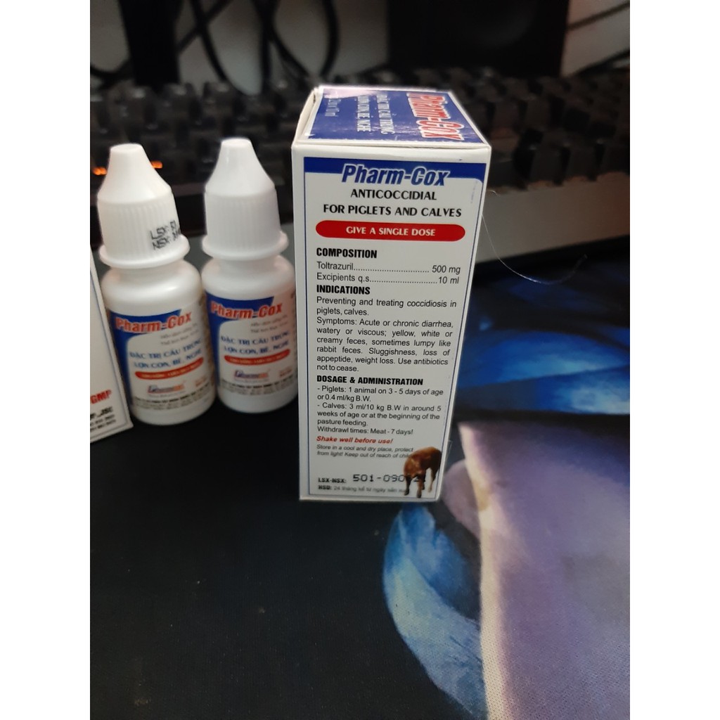 2 lọ pharm cox 20ml- đă.c tr.ị cầ.u trù.ng lợn con, bê, nghé