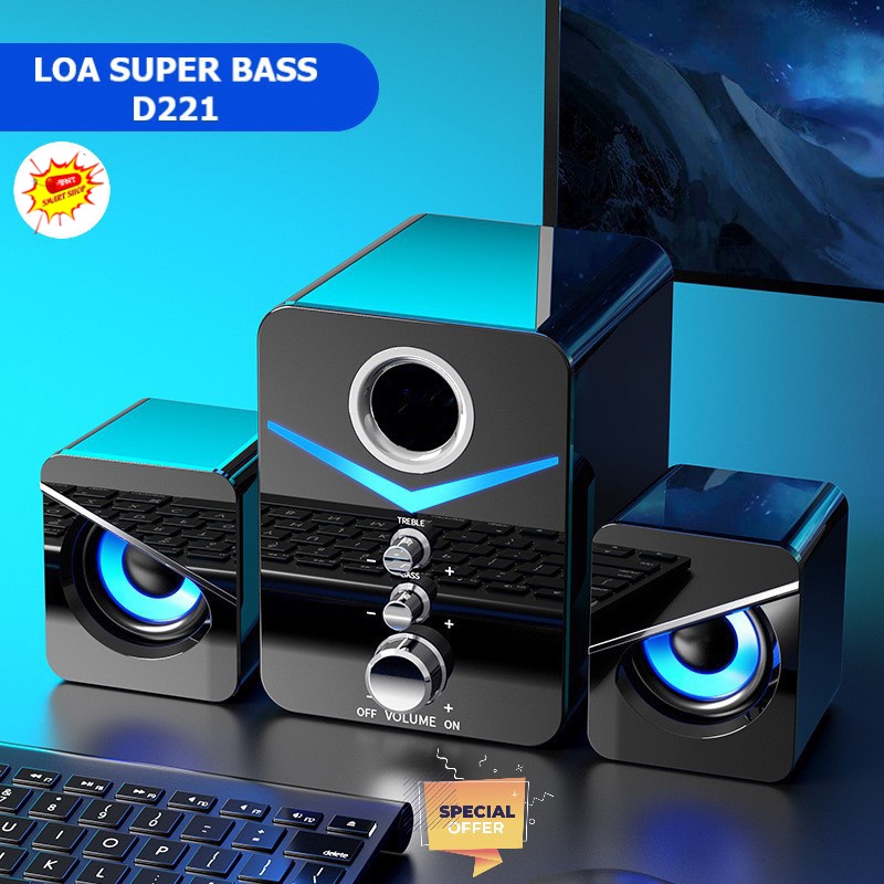 Loa Máy Tính Để Bàn MC D221 SUPER BASS Cực Đã- Loa Vi Tính Có Bluetooth Dòng Loa Cao Cấp Cho PC, Laptop, Điện Thoại