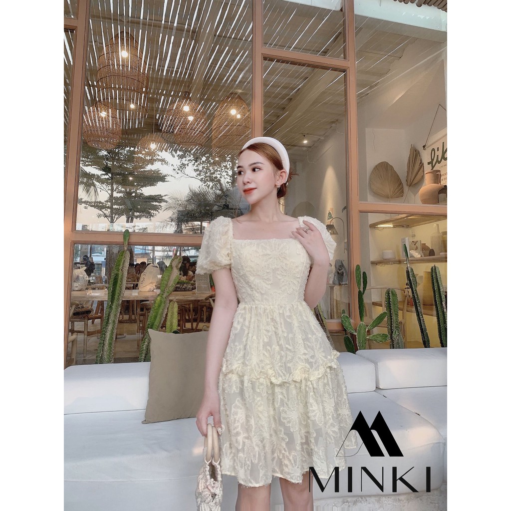 VÁY ĐẸP HÈ 2021 - VÁY CỔ VUÔNG HỞ LƯNG - COTTON VỎ LÔNG VŨ - MÀU XANH -[THIẾT KẾ] | BigBuy360 - bigbuy360.vn