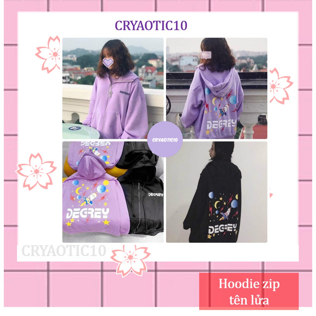 Áo hoodie zip tay thụng dây kéo hành tinh phi thuyền Degrey unisex cryaotic10