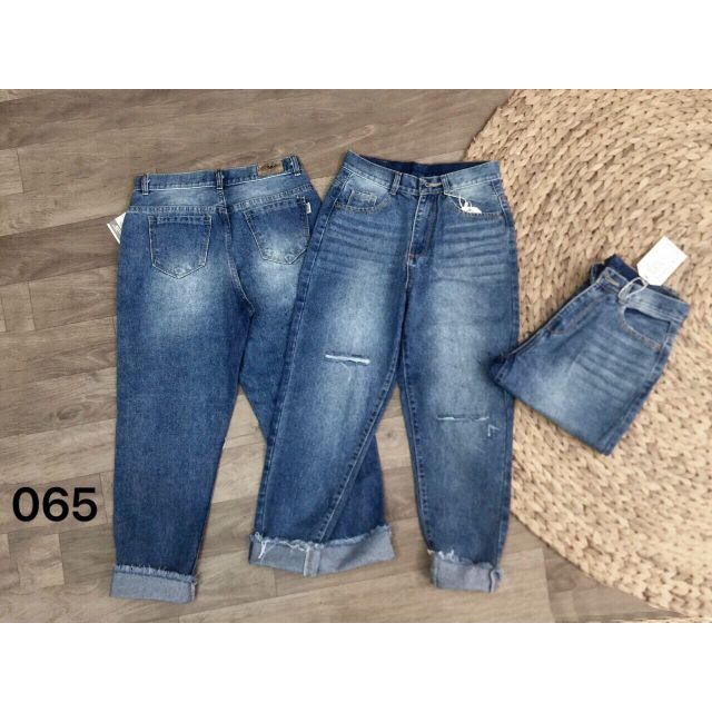 Quần bò nữ jeans xanh rách gối nữ cạp cao kèm ảnh thật
