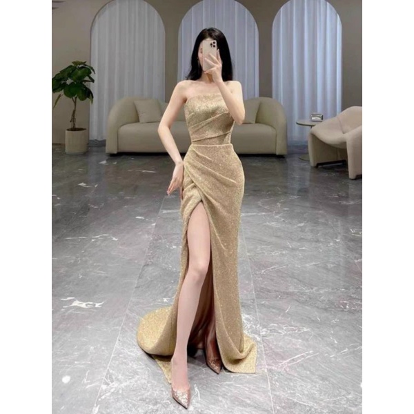 Đầm váy dạ hội body nhũ đuôi cá xẻ tà