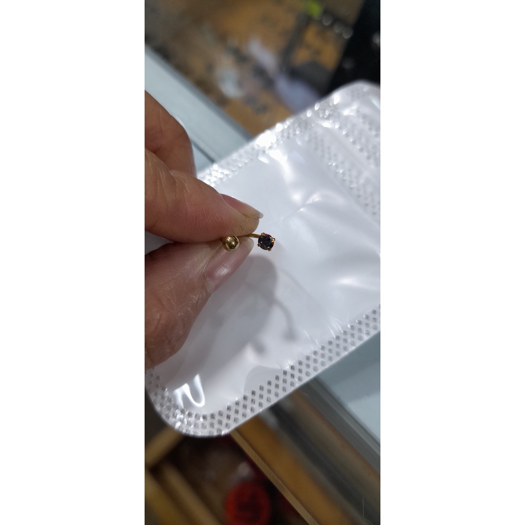 khuyên chữ u thân 0.8mm bi đá trấu cá tính - khuyên thép ko gỉ