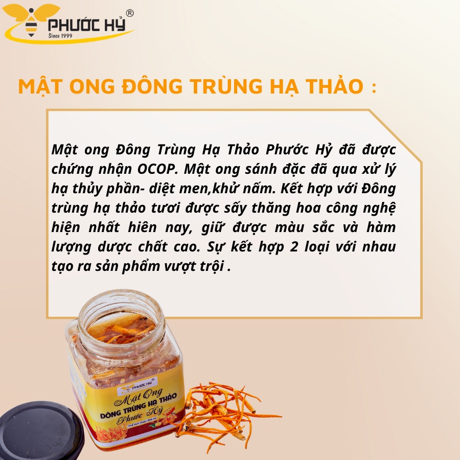 Mật ong đông trùng hạ thảo Phước Hỷ 200ml