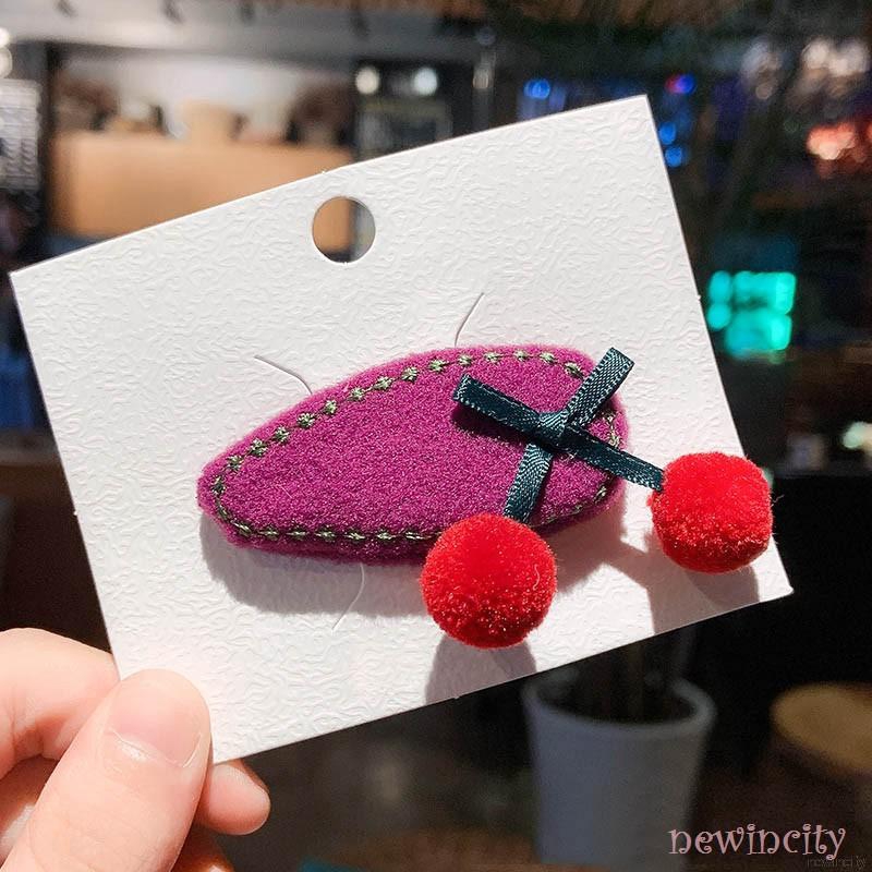 Korean Girls Hairpins Kids Casual Fashion Cute Cherry Durable Air Accessories Barrettes Hairpins