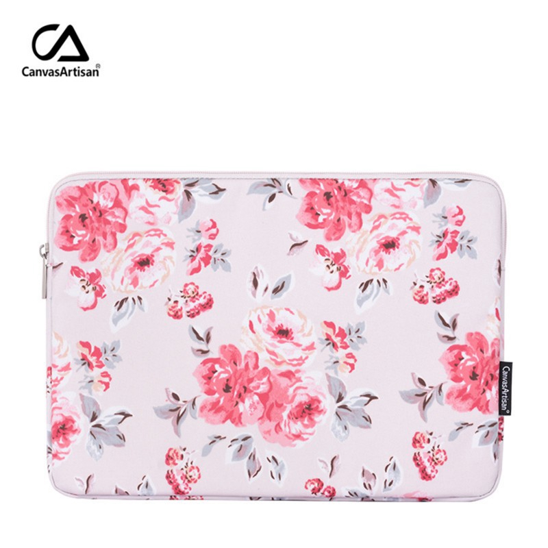 CanvasArtisan Túi Đựng Máy Tính Bảng Bằng Vải Bố Họa Tiết Hoa Hồng Chống Nước Cho Macbook Air Pro Surface Air Pro Acer Dell 11/12/13/14/15/16/17 inch