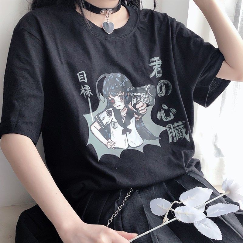 [ORDER] <S-3XL> ÁO THUN FORM RỘNG TAY LỠ HÌNH ANIME CẦM SÚNG SIÊU XINH - ORDER 10 NGÀY - Có ảnh thật