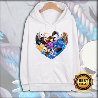 SALE- Áo hoodie Undertale bé Sans hình trái tim màu trắng cực chất