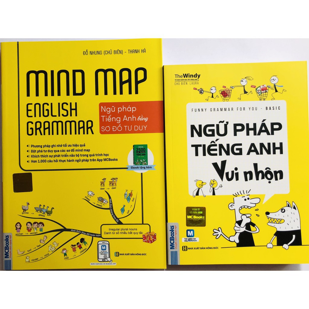 Sách - Combo Mind Map English Grammar – Ngữ pháp tiếng anh bằng sơ đồ tư duy + Ngữ pháp tiếng Anh vui nhộn tặng kèm bút