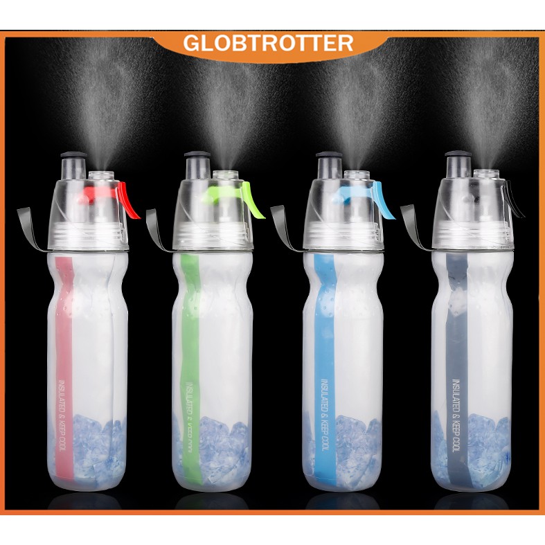 Globetrotter【COD &amp; Hàng sẵn sàng】Bình đựng nước lạnh làm từ PE dạng xịt chống rơi gắn xe đạp tiện lợi cho tập luyện thể thao ngoài trời 500ml