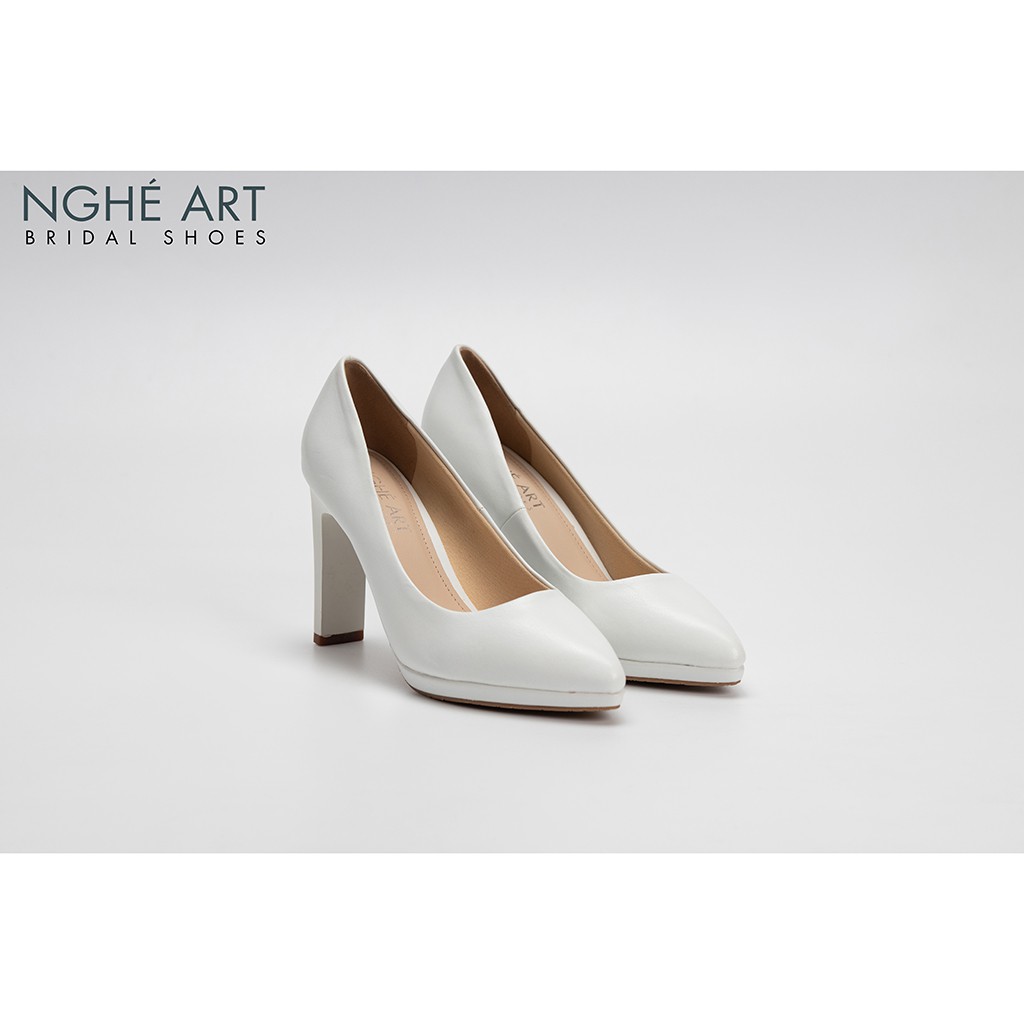 Giày cưới Nghé Art basic mũi đúp trắng 237