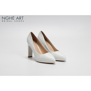 Giày cưới Nghé Art basic mũi đúp trắng 237