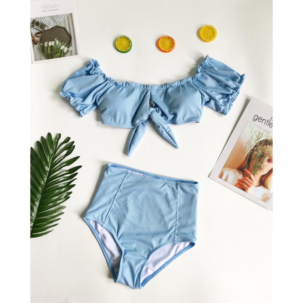 Bikini nhún bèo trễ vai tiểu thư( 2 màu)