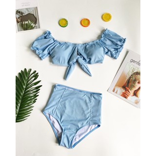 Bikini nhún bèo trễ vai tiểu thư( 2 màu)