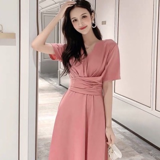 Đầm dáng dài chéo eo hàng VNXK