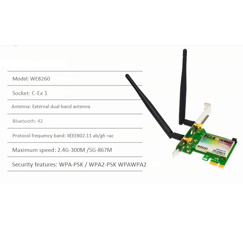 Card Wifi Ac8260 Wie8260 Pci-E Bluetooth 4.2 2g / 5g 1200mbps