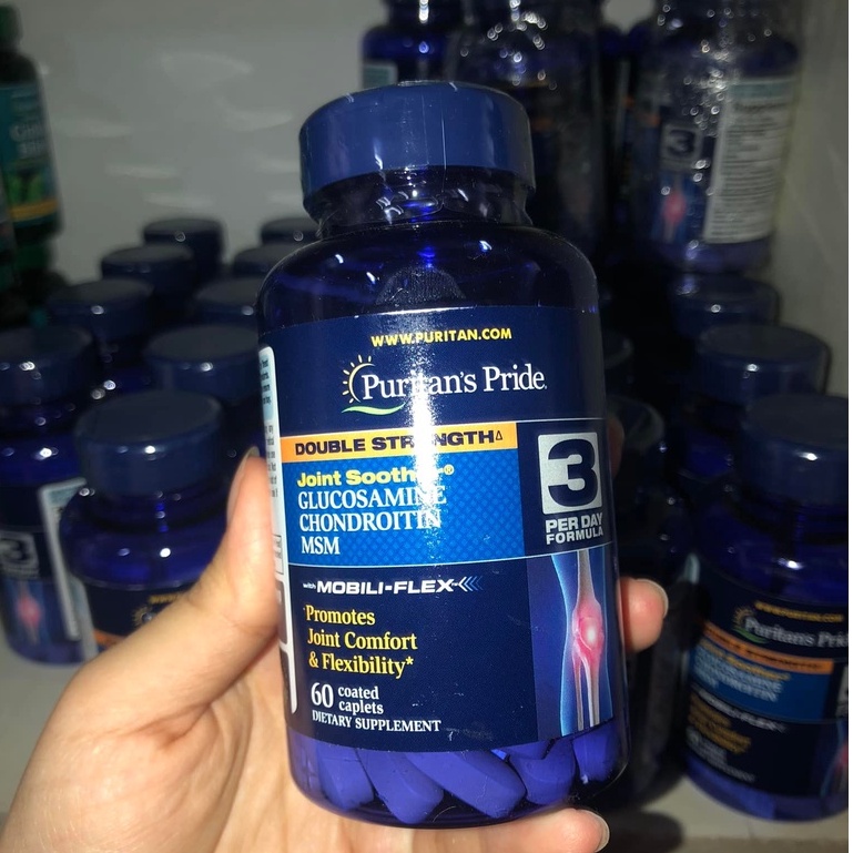 Viên uống bổ xương khớp Double Strength Glucosamine Chondroitine MSM Joint Soother Puritan's Pride của Mỹ 60 viên em