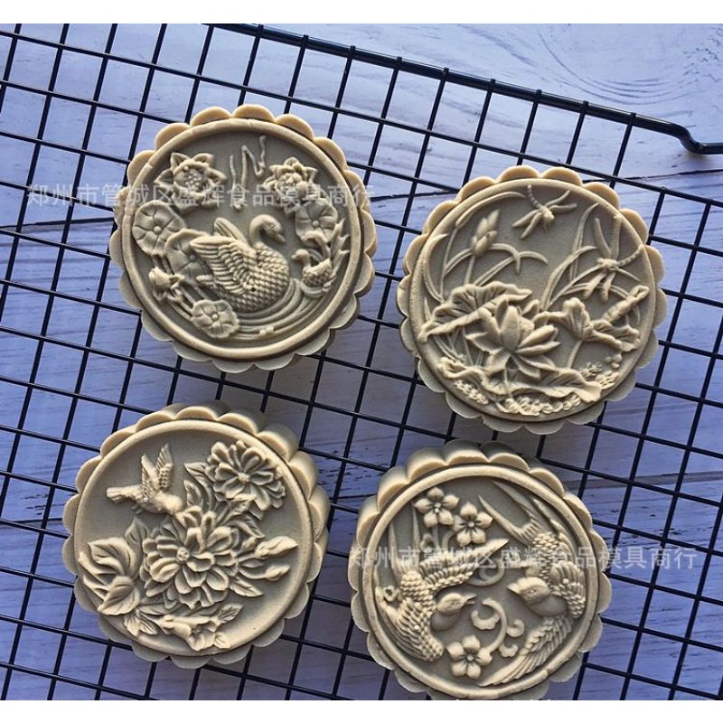 Khuôn trung thu hoa & chim-125g