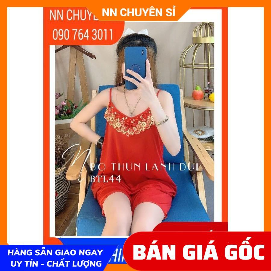 Đồ bộ nữ mặc nhà quần đùi quần lửng chất thun mềm siêu mát lạnh phối ren dễ thương BTL thun lạnh tổng hợp