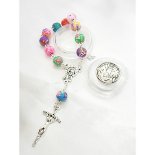 Chuỗi hạt mân côi đất sét nung đủ màu, phụ kiện quà tặng Công Giáo