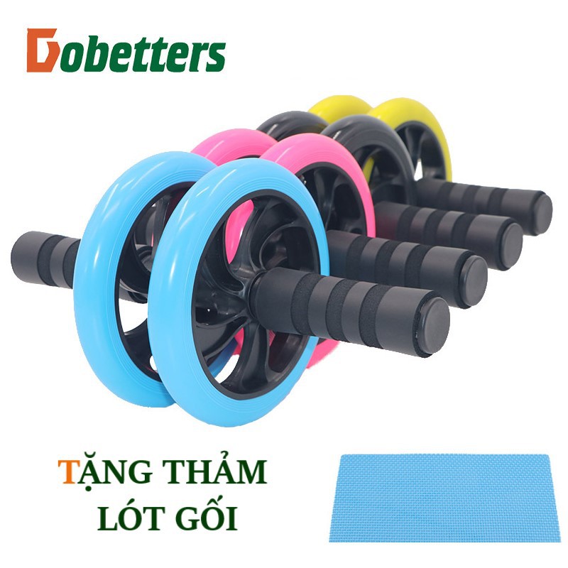 Con lăn 2 bánh tập cơ bụng tại nhà bán sỉ có tặng kèm thảm lót gối, hàng Dobetters cao cấp, chính hãng