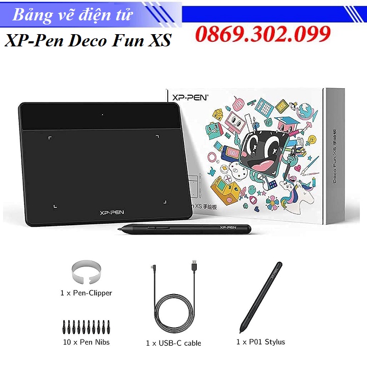 Bảng vẽ đồ họa XP Pen Deco Fun XS kèm bút vẽ không cần pin và 10 ngòi dự phòng