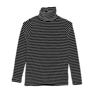 Áo nỉ dài tay kẻ trắng đen cao cổ unisex