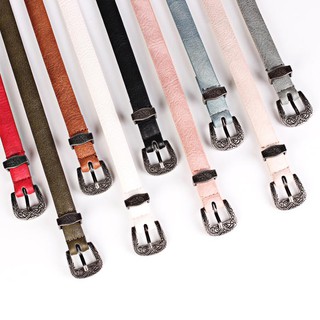 Thắt lưng nữ bản nhỏ khắc đầu khoá phong cách cá tính