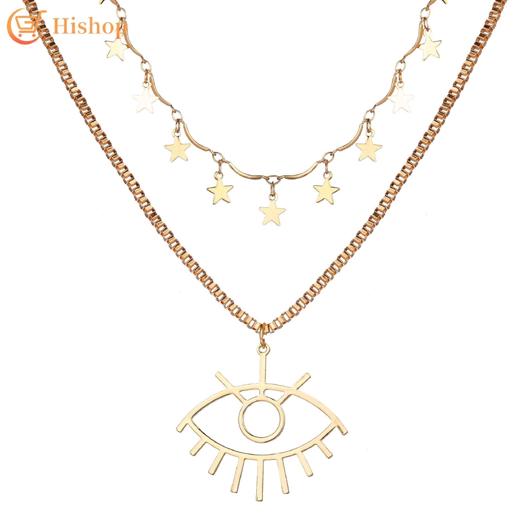 Dây chuyền mặt hình mắt lớn ngôi sao mạ vàng phụ kiện thời trang dành cho nữ