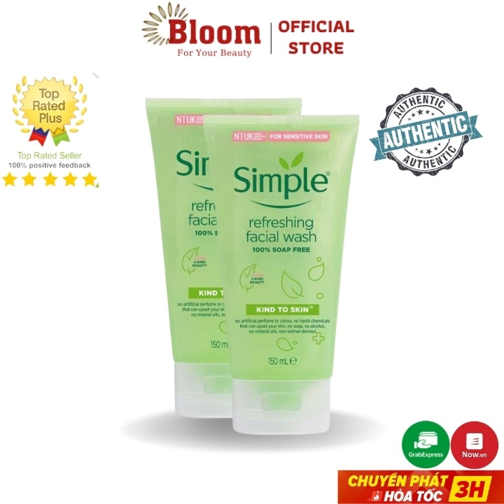 [Mã ICBBACK1219 hoàn 20K xu đơn 0Đ] Sữa Rửa Mặt Simple Kind To Skin Refreshing Facial Wash 150ml