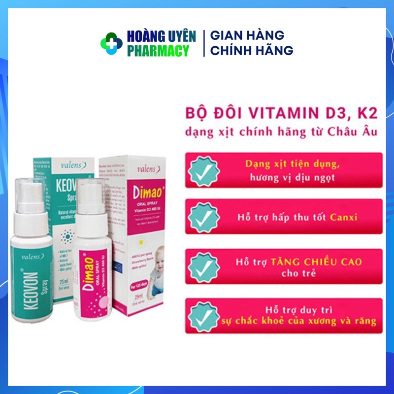 Vitamin D3 dạng xịt tiện lợi Dimao Keovon Chai 25ml