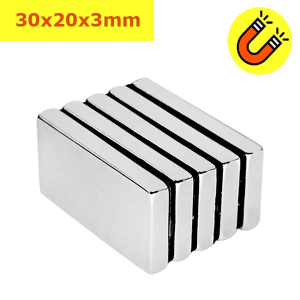 Nam châm đất hiếm hình chữ nhật 30x20x3/5/10mm từ tính mạnh N35