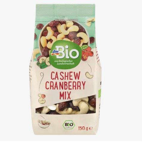 Hạt điều và quả nam việt quất khô Dm Bio 150 gr (Organic Cashew Cranberry Mix Dm Bio 150 gr)