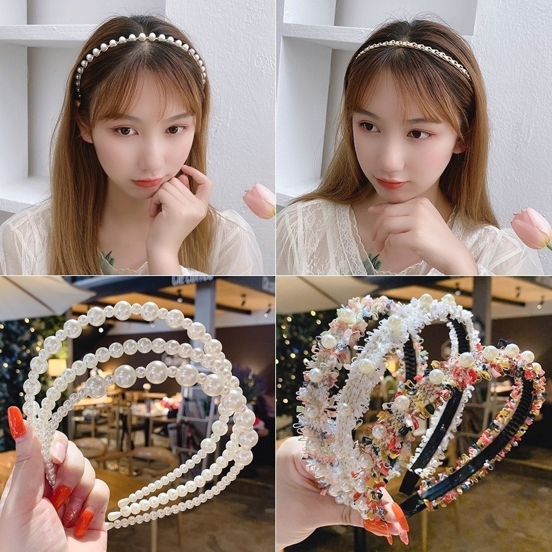 Băng Đô cài tóc Đính Ngọc Trai Nhân Tạo Thời Trang Hàn Quốc