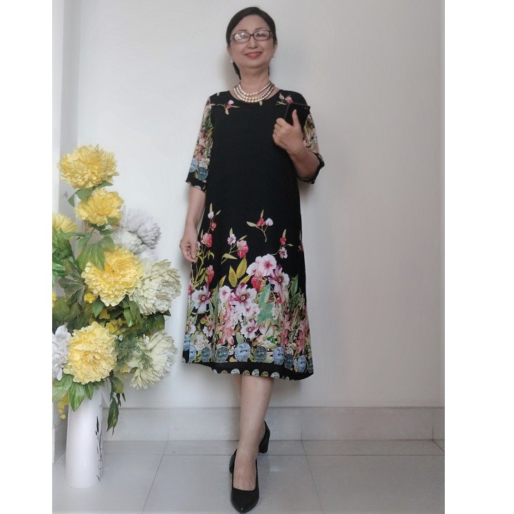 Váy Đầm Trung Niên - Voan Sang Trọng - Form A Rộng Che Bụng - Size 50Kg - 90Kg | BigBuy360 - bigbuy360.vn